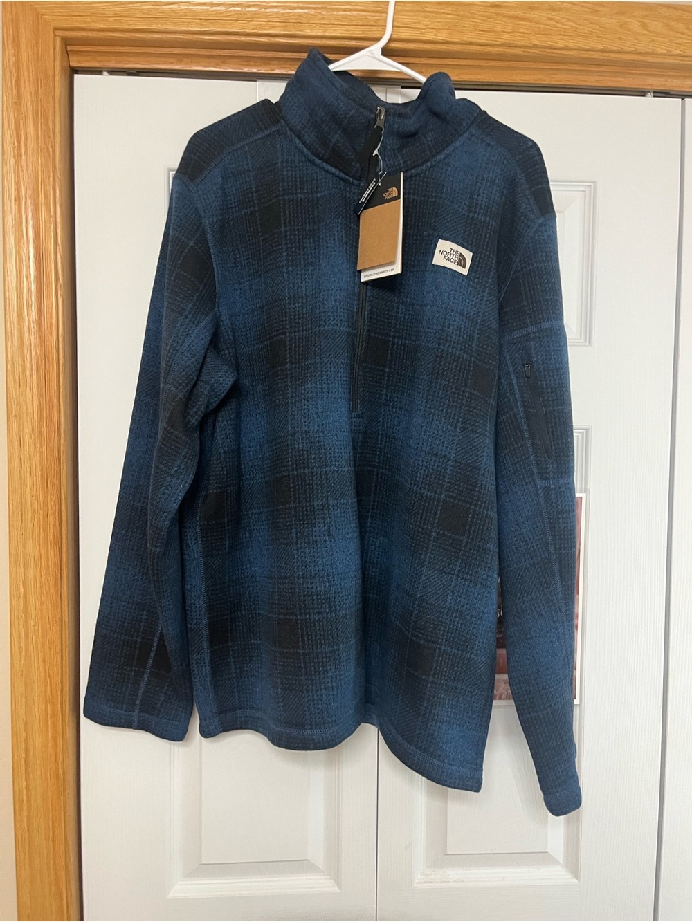 The North Face Men’s Blue Plaid Full-Zip Fleece Jacket